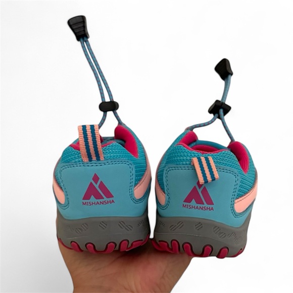 Mishansha Sneakers Girls Hiking Shoes Lightweight Velcro Pink . Size 3 - Picture 11 of 16